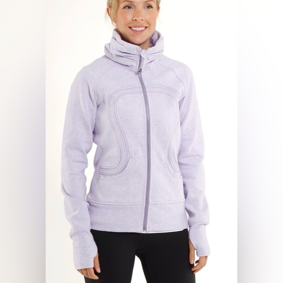 lululemon athletica Jackets & Blazers - Lululemon Cuddle Up Jacket Heathered Lilac High Neck, Full Zipper Size 6